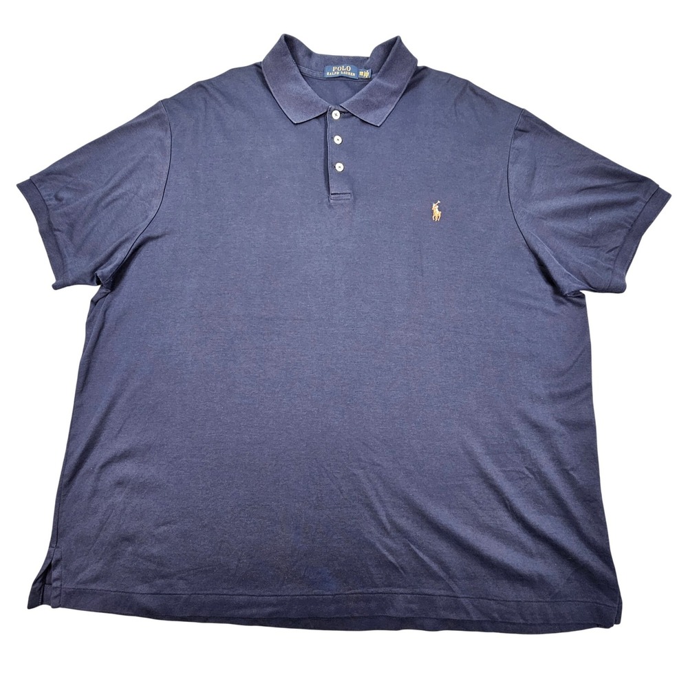 Polo Ralph Lauren Mens 2XB Navy Blue‎ Polo Shirt Big & Tall Multi-Color Pony Big